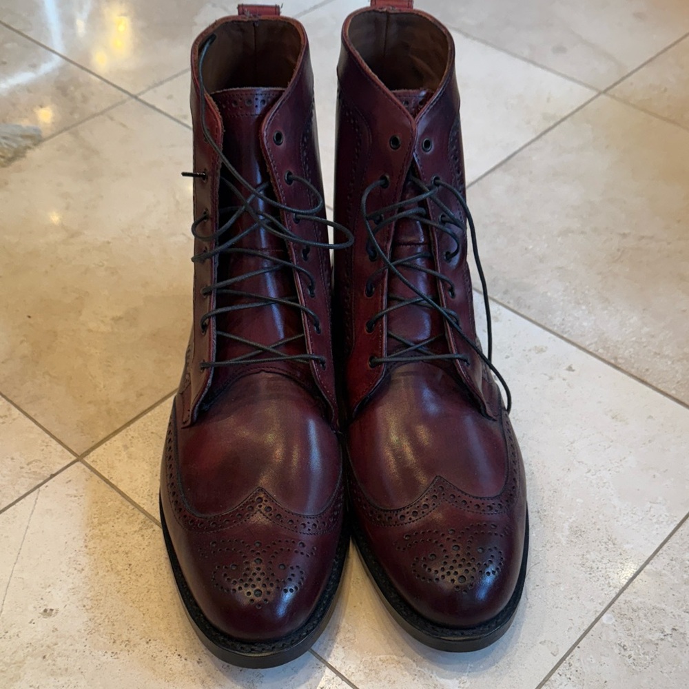 Allen Edmonds Burgundy Leather Wingtip Boots…Size 13